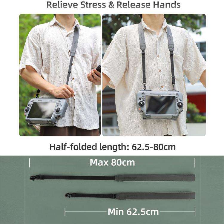 For DJI RC Plus 2 / 1 Sunnylife Controller Hanger Bracket with PU Leather Strap Shoulder Belt(Grey)