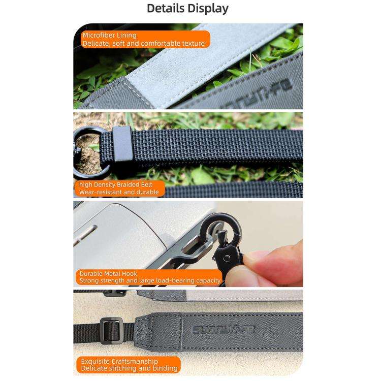 For DJI RC Plus 2 / 1 Sunnylife Controller Hanger Bracket with PU Leather Strap Shoulder Belt(Grey)