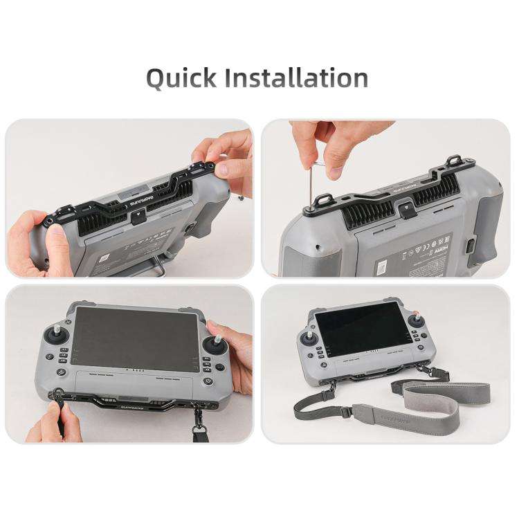 For DJI RC Plus 2 / 1 Sunnylife Controller Hanger Bracket with PU Leather Strap Shoulder Belt(Grey)
