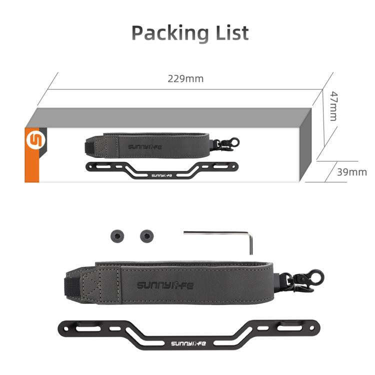 For DJI RC Plus 2 / 1 Sunnylife Controller Hanger Bracket with PU Leather Strap Shoulder Belt(Grey)