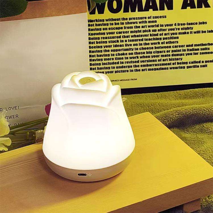 3W Rose Night Light Bedside Touch Sensor Ambient Lighting, Style:USB Power(White)