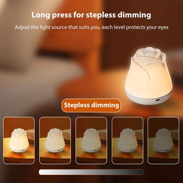 3W Rose Night Light Bedside Touch Sensor Ambient Lighting, Style:Rechargeable(White)