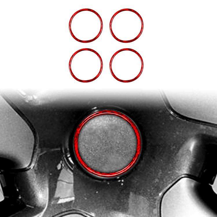 For Tesla Model 3 / Y 4pcs/Set Carbon Fiber Car Wheel Hub Decoration Ring, Left and Right Drive(Red)