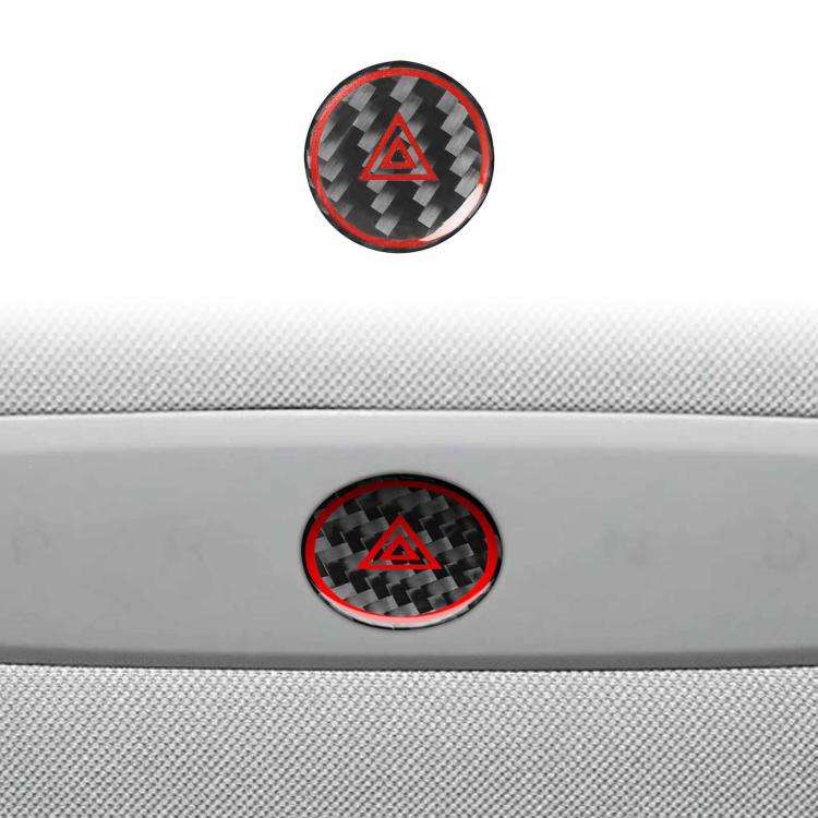 For Tesla Model 3 2023- Carbon Fiber Car Emergency Light Button with Label Decorative Sticker, Le...