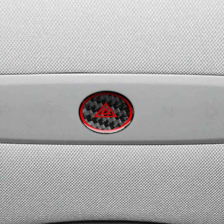 For Tesla Model 3 2023- Carbon Fiber Car Emergency Light Button with Label Decorative Sticker, Le...
