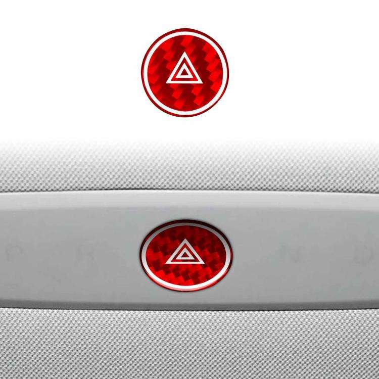 For Tesla Model 3 2023- Carbon Fiber Car Emergency Light Button with Label Decorative Sticker, Le...