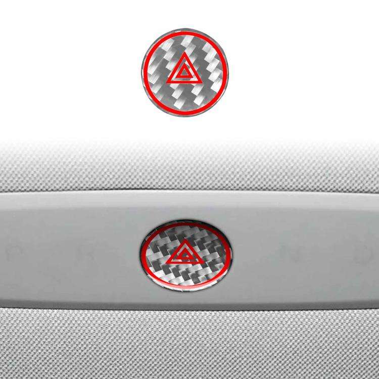For Tesla Model 3 2023- Carbon Fiber Car Emergency Light Button with Label Decorative Sticker, Le...