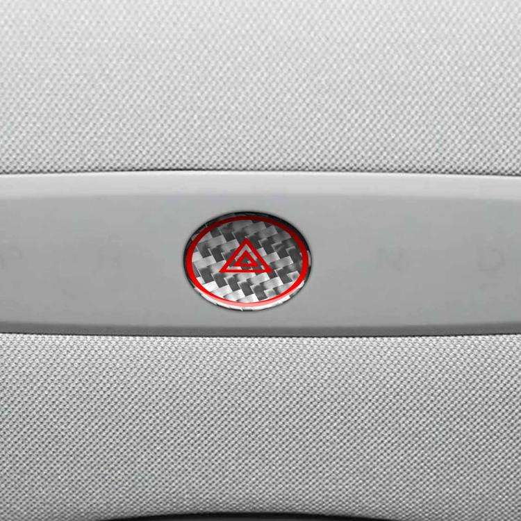 For Tesla Model 3 2023- Carbon Fiber Car Emergency Light Button with Label Decorative Sticker, Le...