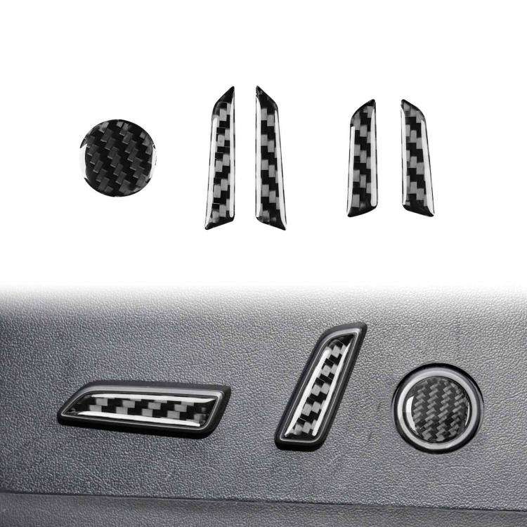 For Tesla Model 3 2023- 5pcs/Set Carbon Fiber Car Seat Adjustment Button Decorative Sticker, Left...