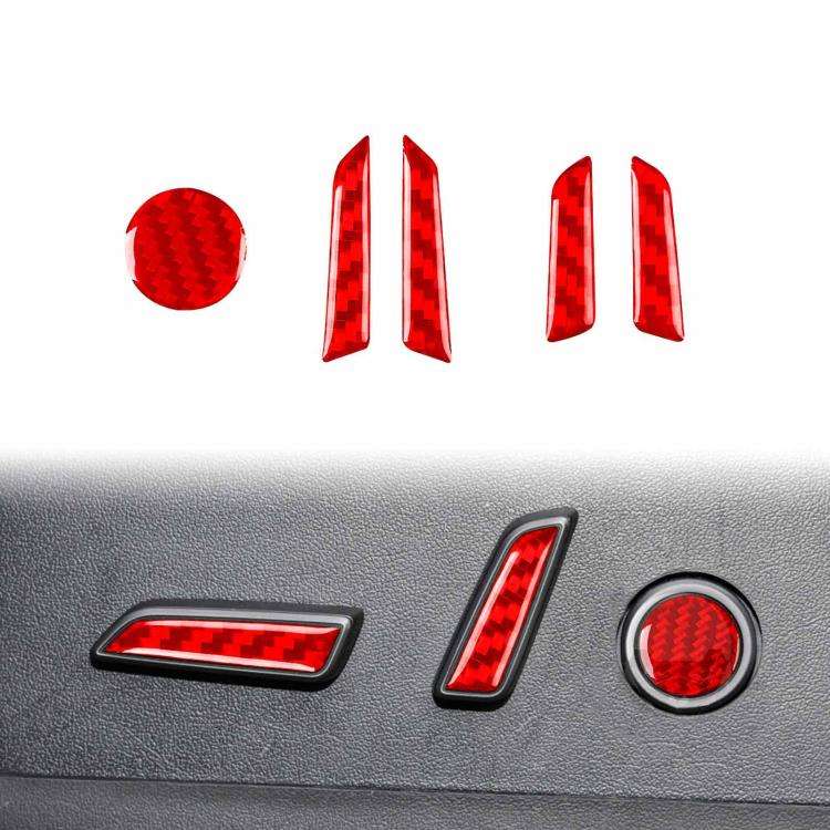 For Tesla Model 3 2023- 5pcs/Set Carbon Fiber Car Seat Adjustment Button Decorative Sticker, Left...