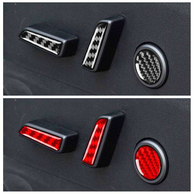 For Tesla Model 3 2023- 5pcs/Set Carbon Fiber Car Seat Adjustment Button Decorative Sticker, Left...
