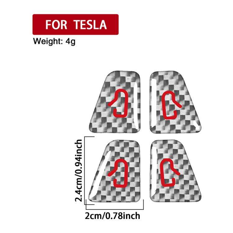 For Tesla Model 3 2019-2023 / Y 2019-2024 4pcs/Set Carbon Fiber Car Door Switch Decorative Sticke...