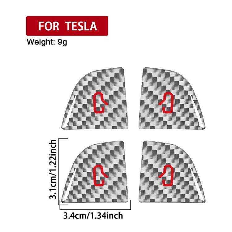 For Tesla Model 3 New Edition 2023+ 4pcs/Set Carbon Fiber Car Door Switch Decorative Sticker with...