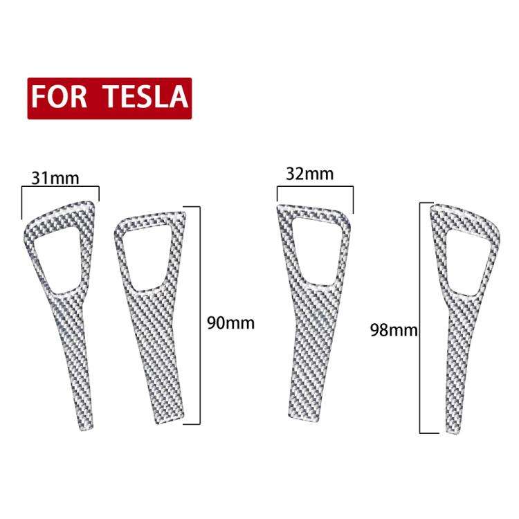 For Tesla Model 3 2017-2022 / Y 2020-2024 4pcs/Set Carbon Fiber Car Door Switch Panel Decorative ...