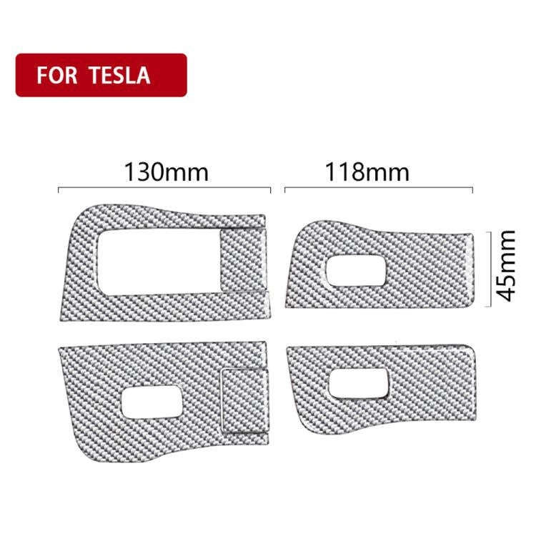 For Tesla Model 3 2017-2022 / Y 2020-2024 6pcs/Set Carbon Fiber Car Window Lift Panel Decorative ...