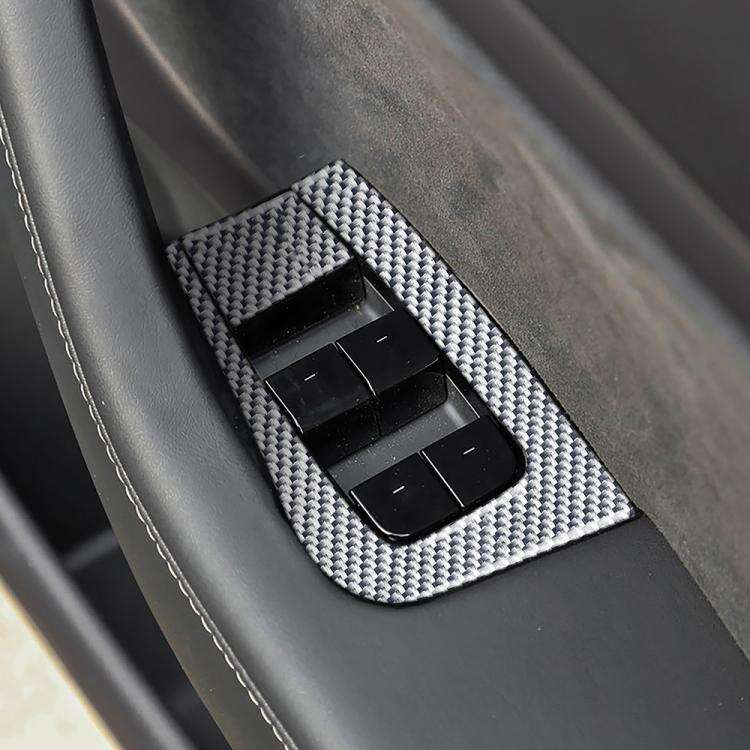 For Tesla Model 3 2017-2022 / Y 2020-2024 6pcs/Set Carbon Fiber Car Window Lift Panel Decorative ...