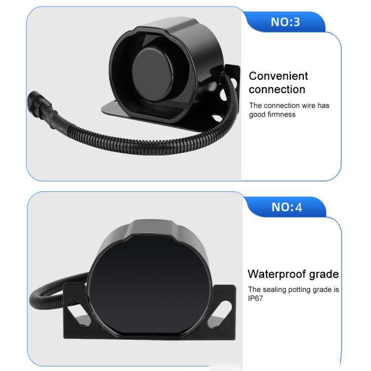 12V / 24V Waterproof Voice Reversing Horn Alarm Buzzer, with Cable(Black)