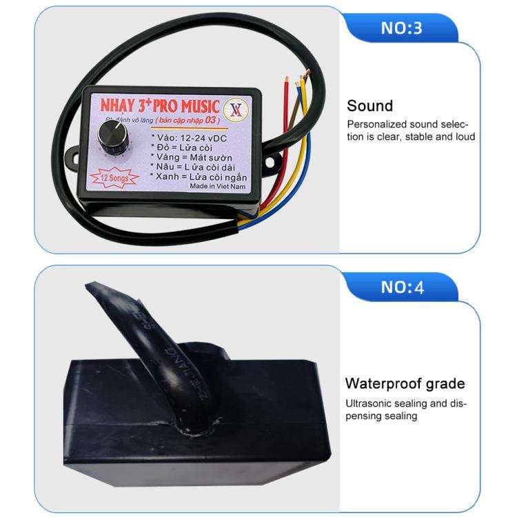 12V / 24V Universal Car Horn Controller 12 Sound Effects Sound Control Speaker(Black)
