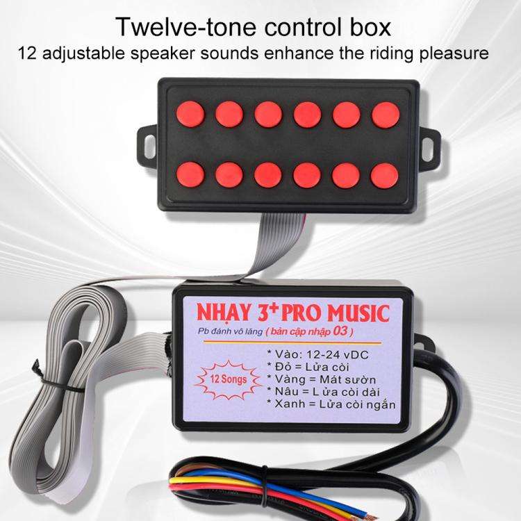 12V / 24V Universal Car Horn Controller 12 Sound Effects Sound Control Speaker, with Button(Black)