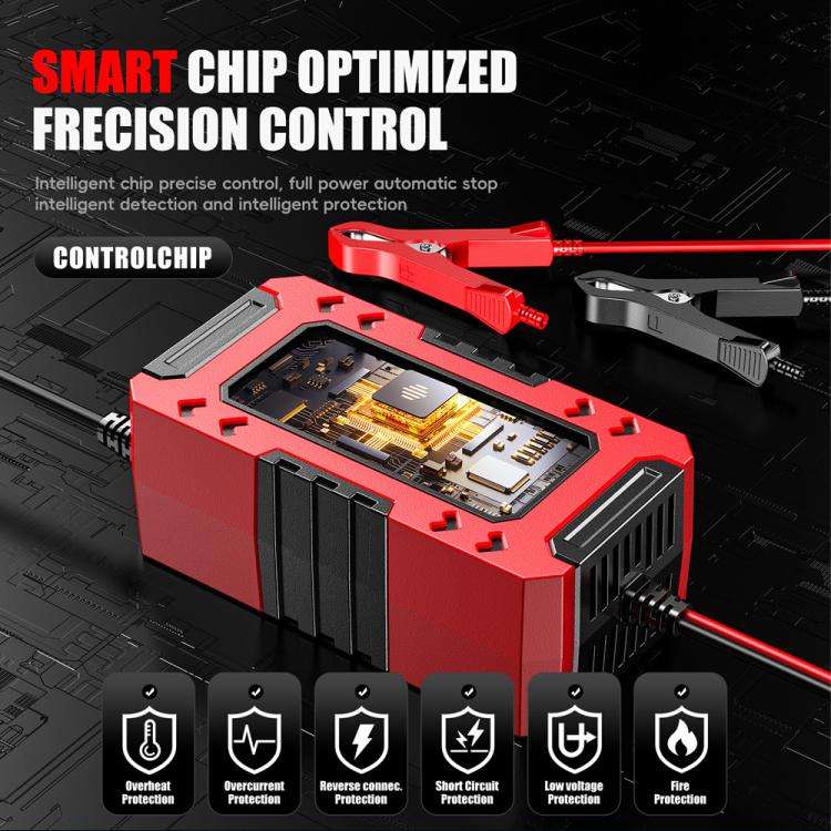 FOXSUR FBC1206F 12V 6A Car Motorcycle Battery Charger Smart Repair Multi-function Charger, EU Plu...