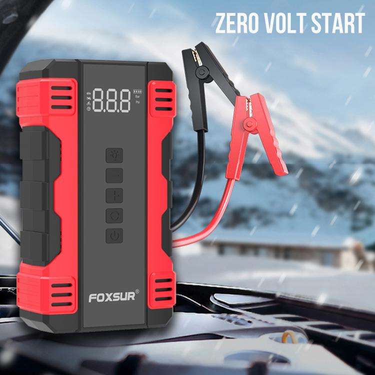FOXSUR Car Emergency Starter Power Supply Multi-function Portable Car Air Pump(Red)