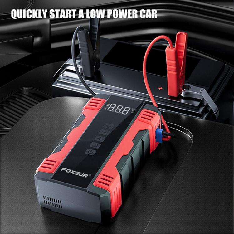 FOXSUR Car Emergency Starter Power Supply Multi-function Portable Car Air Pump(Red)