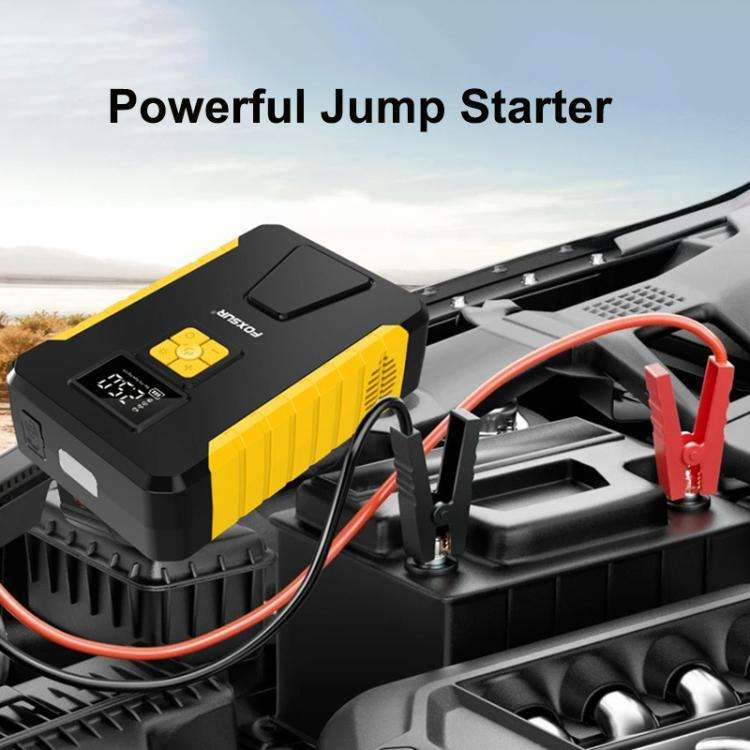 FOXSUR Car Emergency Starter Power Supply Multi-function Portable Car Air Pump(Yellow)