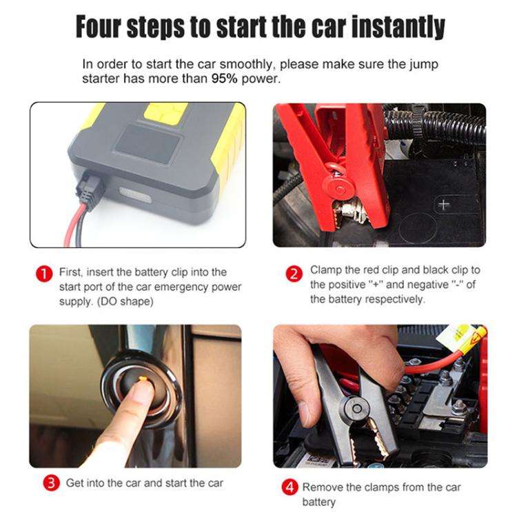 FOXSUR Car Emergency Starter Power Supply Multi-function Portable Car Air Pump(Yellow)