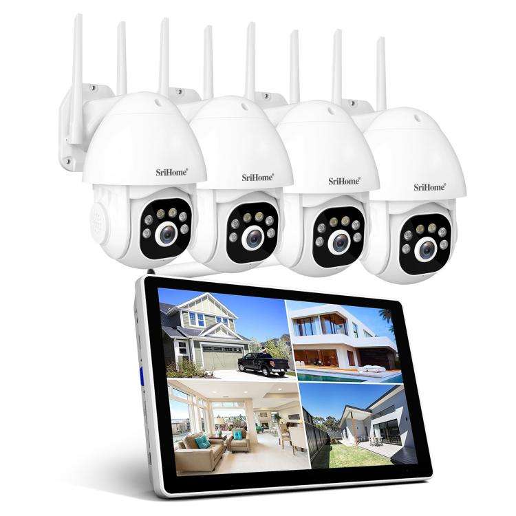 SriHome NVS010-IPC039 5MP 4 Channel 10.1 inch IPS Screen WiFi Network Video Recorder Set(UK Plug)