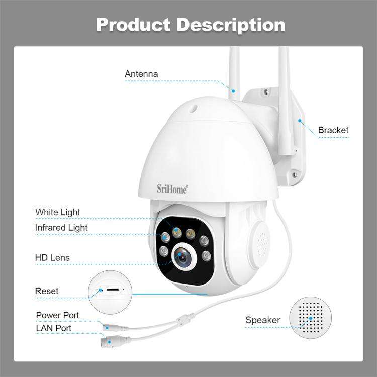 SriHome NVS010-IPC039 5MP 4 Channel 10.1 inch IPS Screen WiFi Network Video Recorder Set(UK Plug)