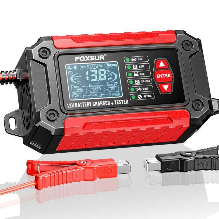 FOXSUR FTC-1206 2 in 1 12V Charging Tester Integrated Machine Car Motorcycle Battery Charger Test...