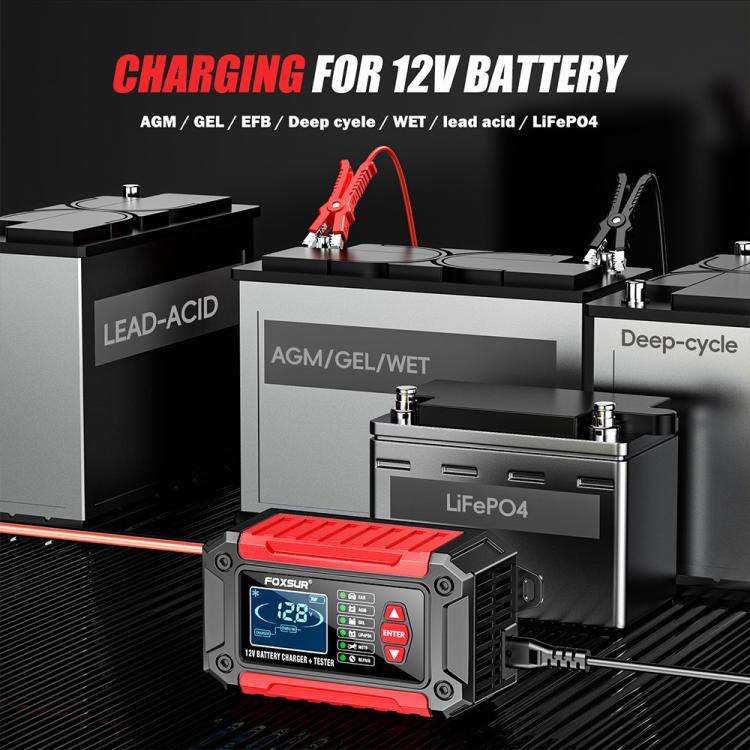 FOXSUR FTC-1206 2 in 1 12V Charging Tester Integrated Machine Car Motorcycle Battery Charger Test...