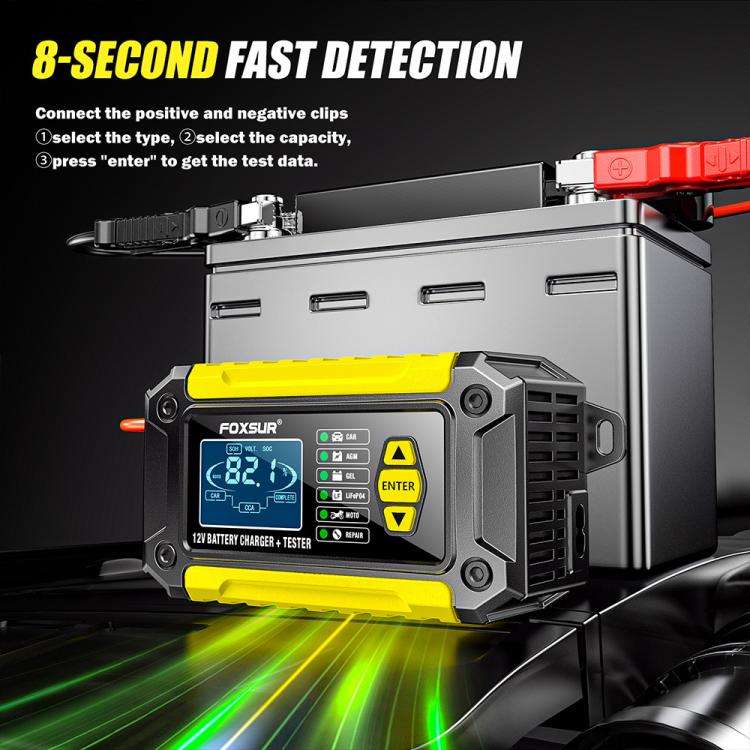 FOXSUR FTC-1206 2 in 1 12V Charging Tester Integrated Machine Car Motorcycle Battery Charger Test...