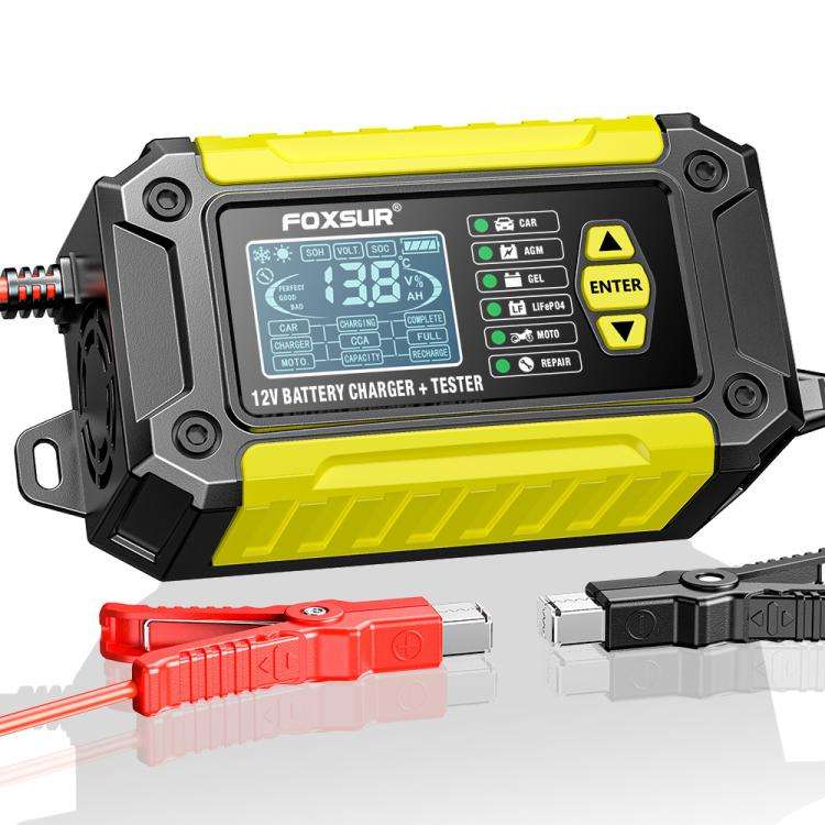 FOXSUR FTC-1206 2 in 1 12V Charging Tester Integrated Machine Car Motorcycle Battery Charger Test...