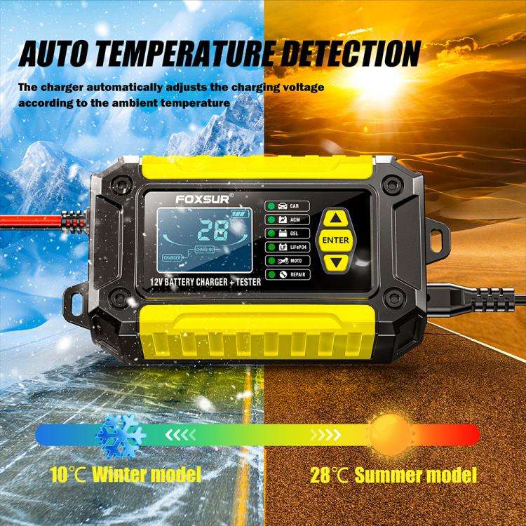 FOXSUR FTC-1206 2 in 1 12V Charging Tester Integrated Machine Car Motorcycle Battery Charger Test...