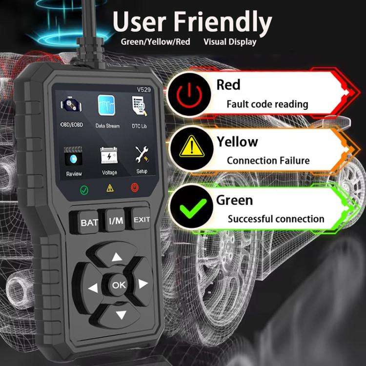 FOXSUR V529 OBD2 Car Engine Fault Code Reader Diagnostic Instrument(Black)