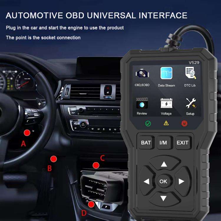 FOXSUR V529 OBD2 Car Engine Fault Code Reader Diagnostic Instrument(Black)