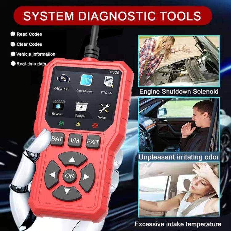 FOXSUR V529 OBD2 Car Engine Fault Code Reader Diagnostic Instrument(Red)