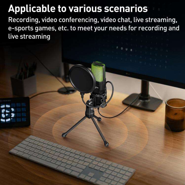 Yanmai SF-777R RGB Light Desktop Noise Reduction Microphone with Anti-spray Net