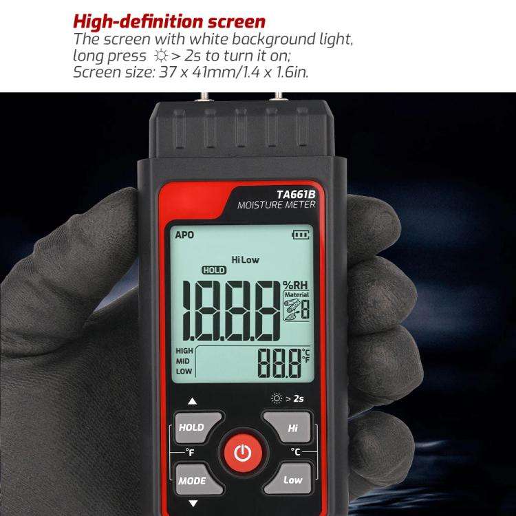 TASI TA661B Wood Moisture Meter Quickly Measure Moisture Content Tester Temperature Humidity Dete...