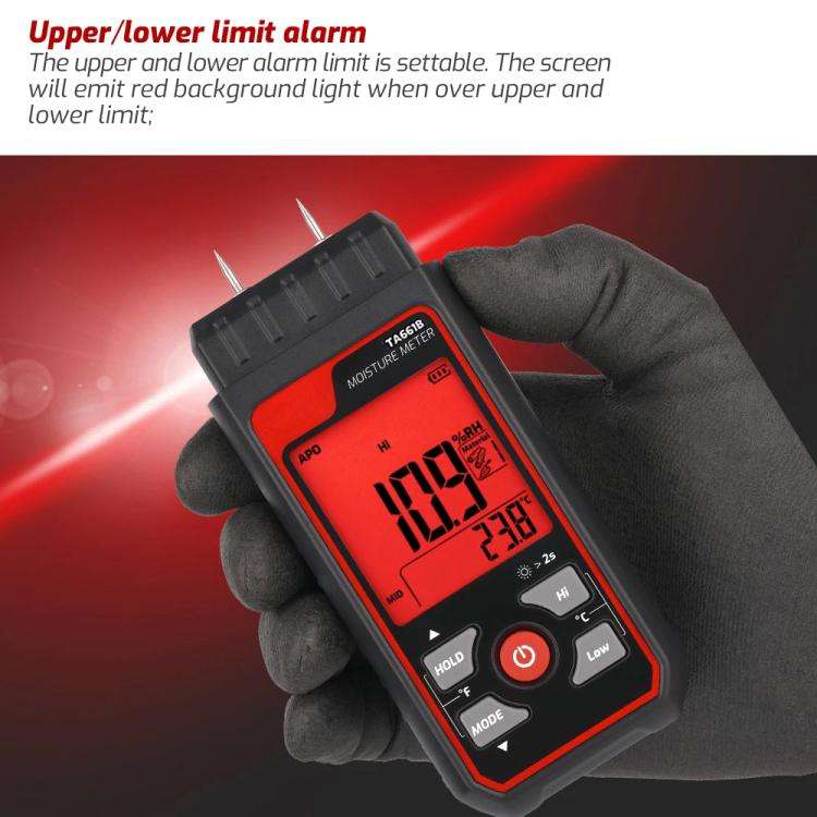 TASI TA661B Wood Moisture Meter Quickly Measure Moisture Content Tester Temperature Humidity Dete...