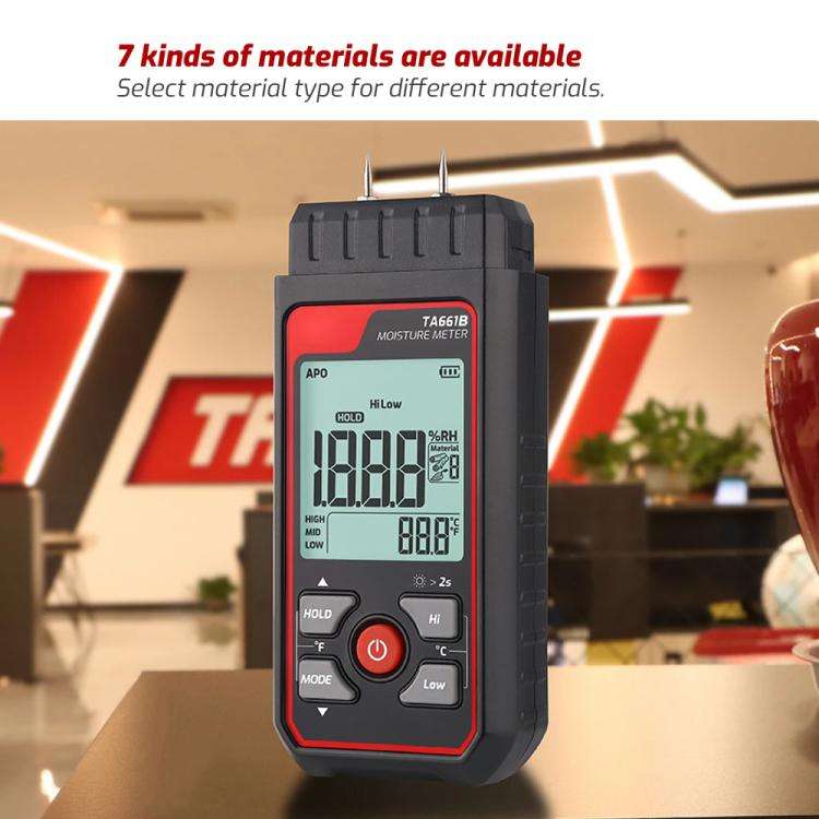 TASI TA661B Wood Moisture Meter Quickly Measure Moisture Content Tester Temperature Humidity Dete...