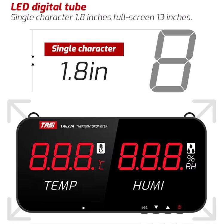 TRSI TA623B Industrial Wall-mounted Thermometer Hygrometer, External 5-meter Probe