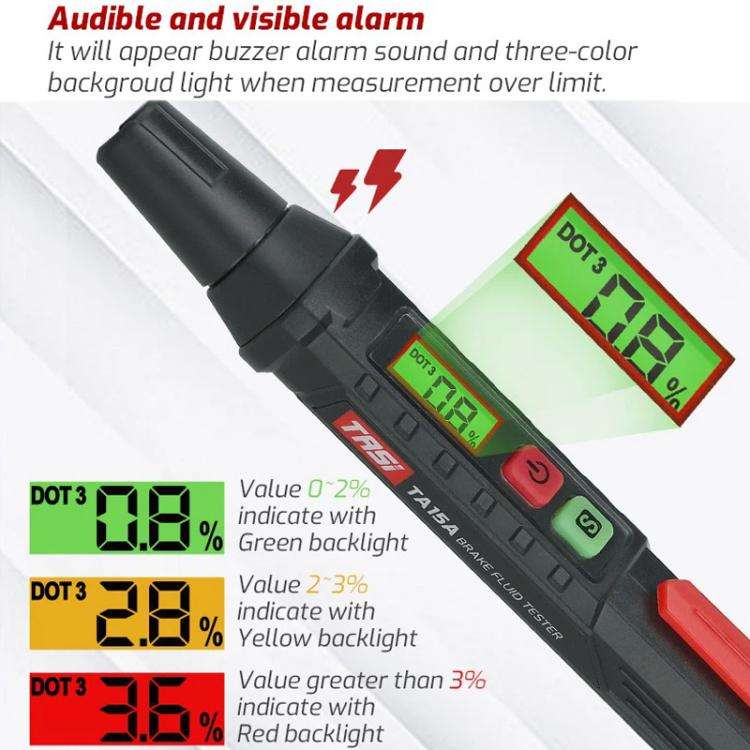 TASI TA15A Car Brake Fluid Detection Pen Brake Fluid Tester(Black Red)