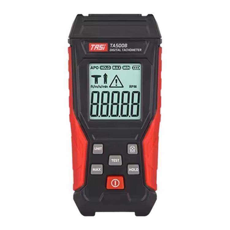 TASI TA500B Contact Measurement Laser Tachometer Digital Display Measuring Speed Meter(Black Red)