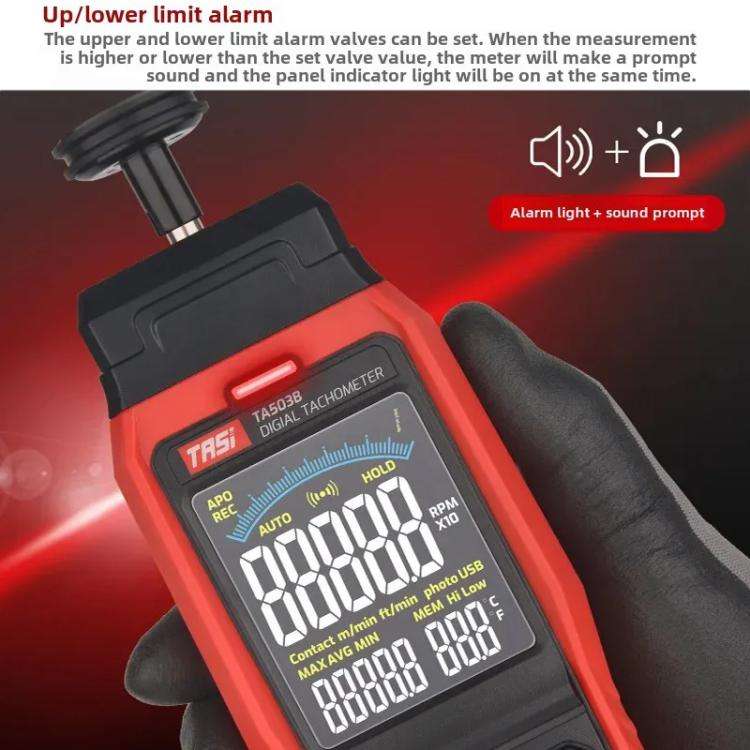 TASI Contact and Non-contact Dual Use Portable Measuring Speed Meter Digital Display Laser Tachom...
