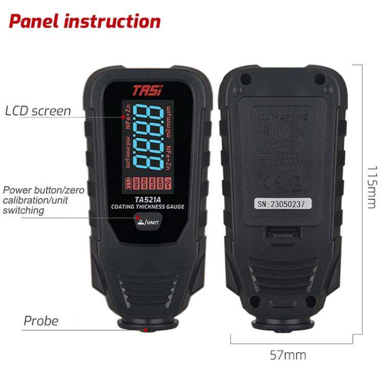 TASI TA521A Car Paint Film Meter Paint Surface Tester Coating Thickness Gauge(Black)