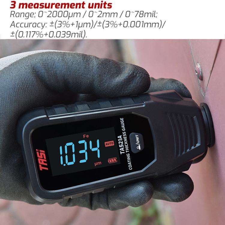 TASI TA521A Car Paint Film Meter Paint Surface Tester Coating Thickness Gauge(Black)