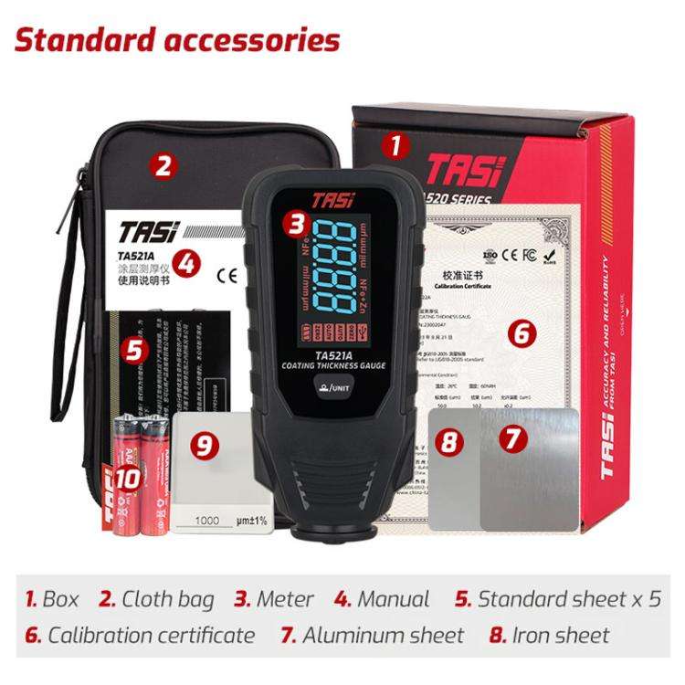 TASI TA521A Car Paint Film Meter Paint Surface Tester Coating Thickness Gauge(Black)