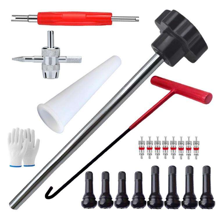 23pcs / Set Car Tire Repair Tool Valve Installation Tool Set(Black)